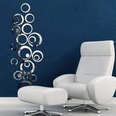 Silver Acrylic Mirror Rings(set of 22) - Wall Decor