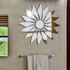 Silver Sunflower Home Decor Mirror(Acrylic) 30x30 inches