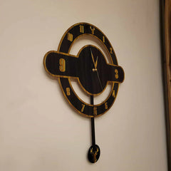 Modern Dual-Layer Deer Pendulum Acrylic Wall Clock – Black & Gold