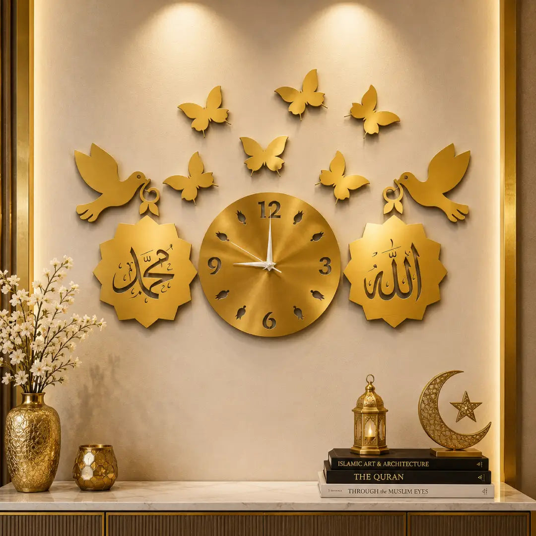 40 inch black golden wooden Islamic wall clock
