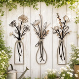 3 piece neutral metal floral wall decor