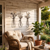 Neutral metal vase wall art for home