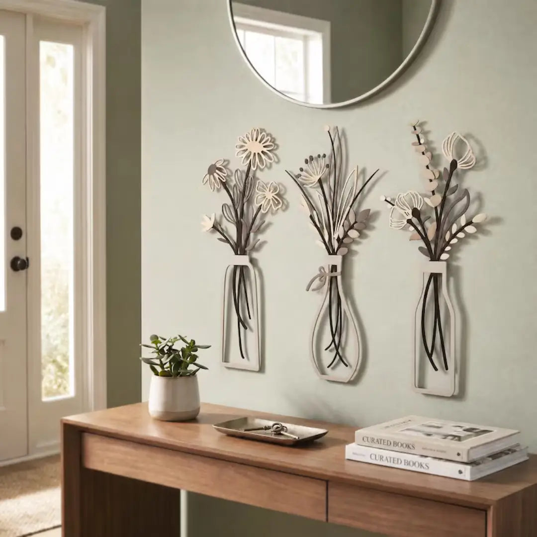 Modern floral metal wall decor