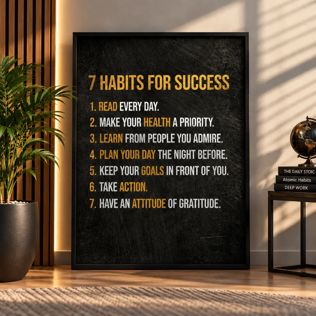 7 Habits for Success inspirational office wall decor