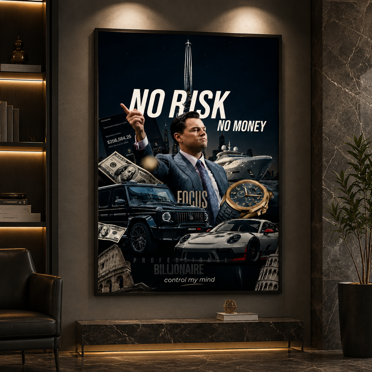 No Risk No Money hustle culture wall art Pakistan