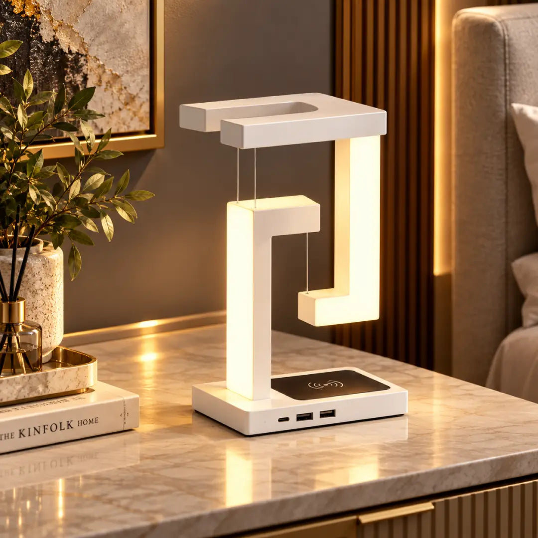 Anti-Gravity LED Table Lamp with 10W Wireless Charger