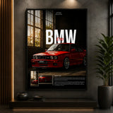 BMW E30 Classic Red premium car wall art Pakistan