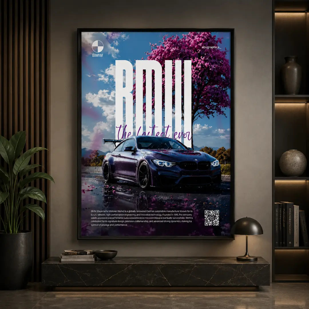 BMW M4 Cherry Drive premium car wall art Pakistan