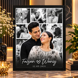 Black and white wedding photo collage wall decor