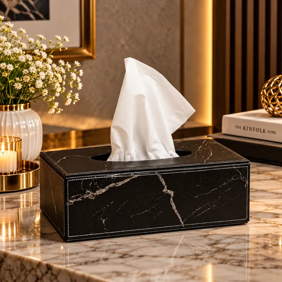 Black Marble Tissue Box