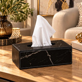 Black faux marble tissue box holder