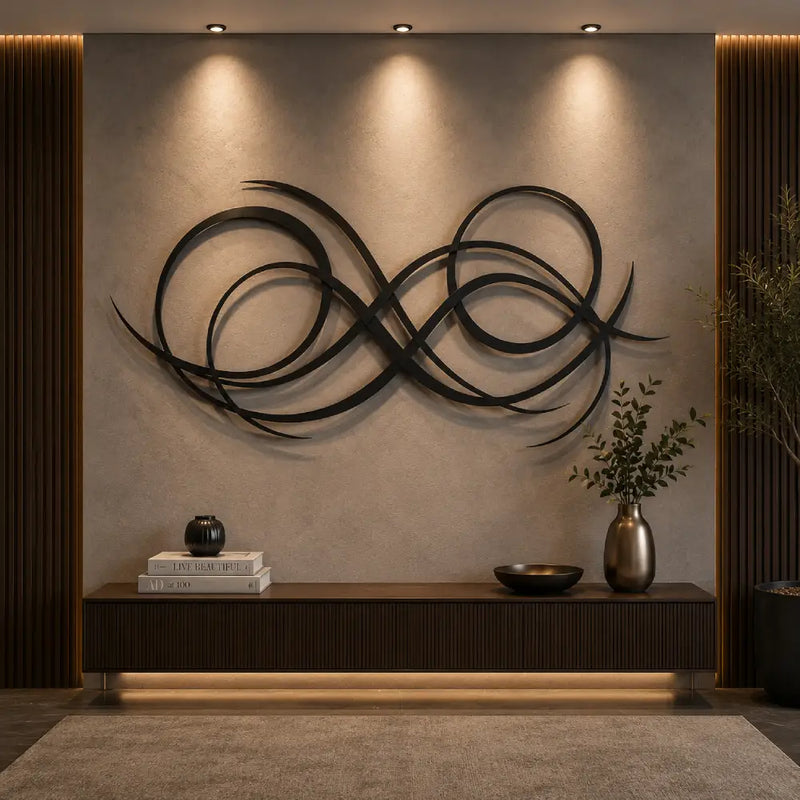 Modern Abstract Swirl Wooden Acrylic Wall Art | Luxury Geometric Wall Decor