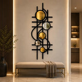 Geometric Plexiglass Mirror & Wooden Wall Art | Modern Abstract Mirror Wall Decor