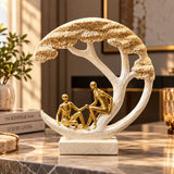 Couple Under Tree Decorative Sculpture Cream and Gold