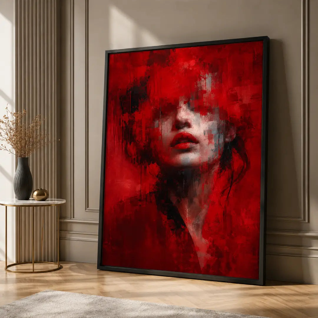 Crimson Emotion red abstract portrait wall art Pakistan