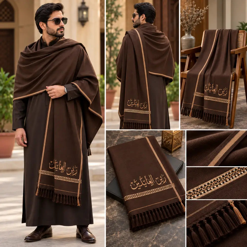 Custom Name Black Winter Shawl for Men | Personalized Gift