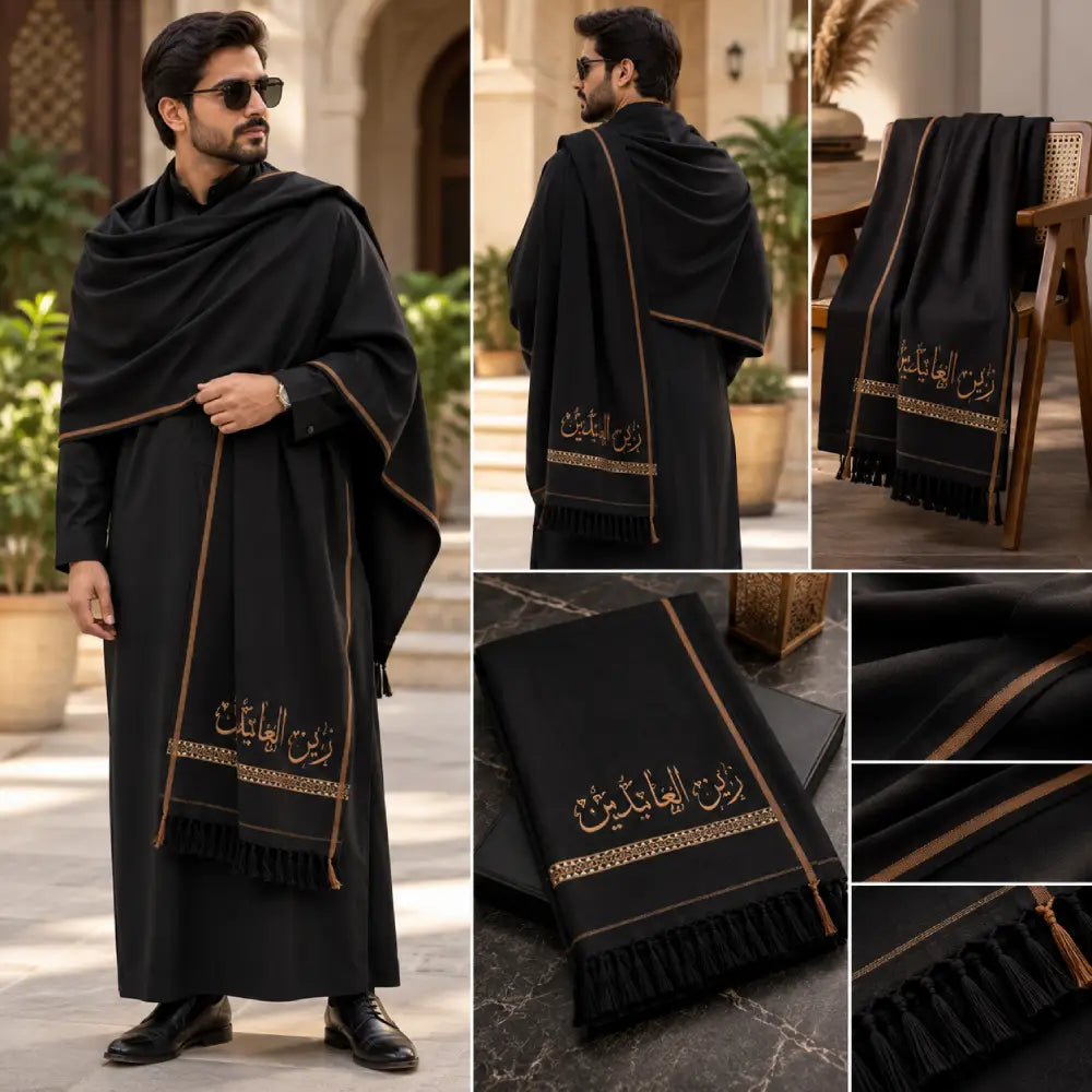 Custom Name Black Winter Shawl for Men | Personalized Gift