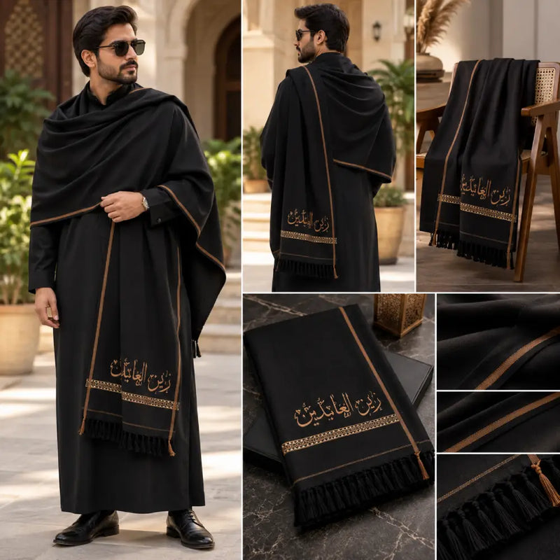 Custom Name Black Winter Shawl for Men | Personalized Gift