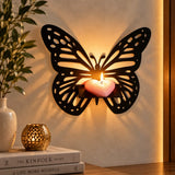 Black butterfly wooden wall shelf
