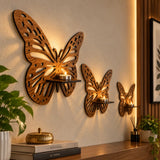 White butterfly wooden wall shelf