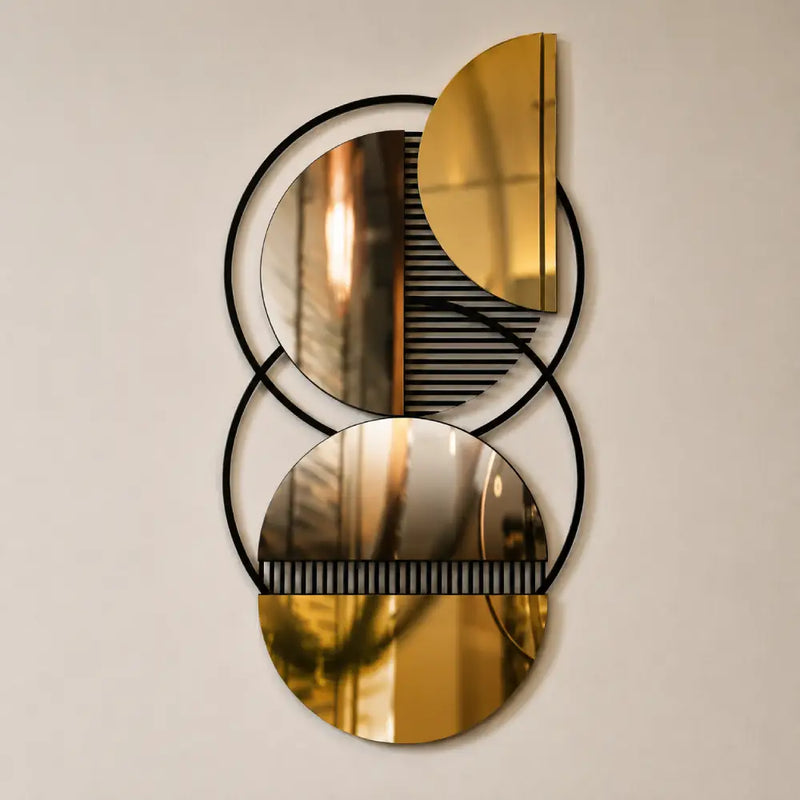 Geometric Plexiglass Mirror Wooden Wall Decor | Modern Abstract Wall Art