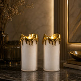 Dripping Gold LED Flameless Votive Candle Set of 2 White Yellow home decor Pakistan