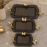 Black butterfly and ginkgo filigree tray set for modern luxury interiors