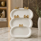 Butterfly accented oval decorative tray set of 3 for luxury home decor Pakistan