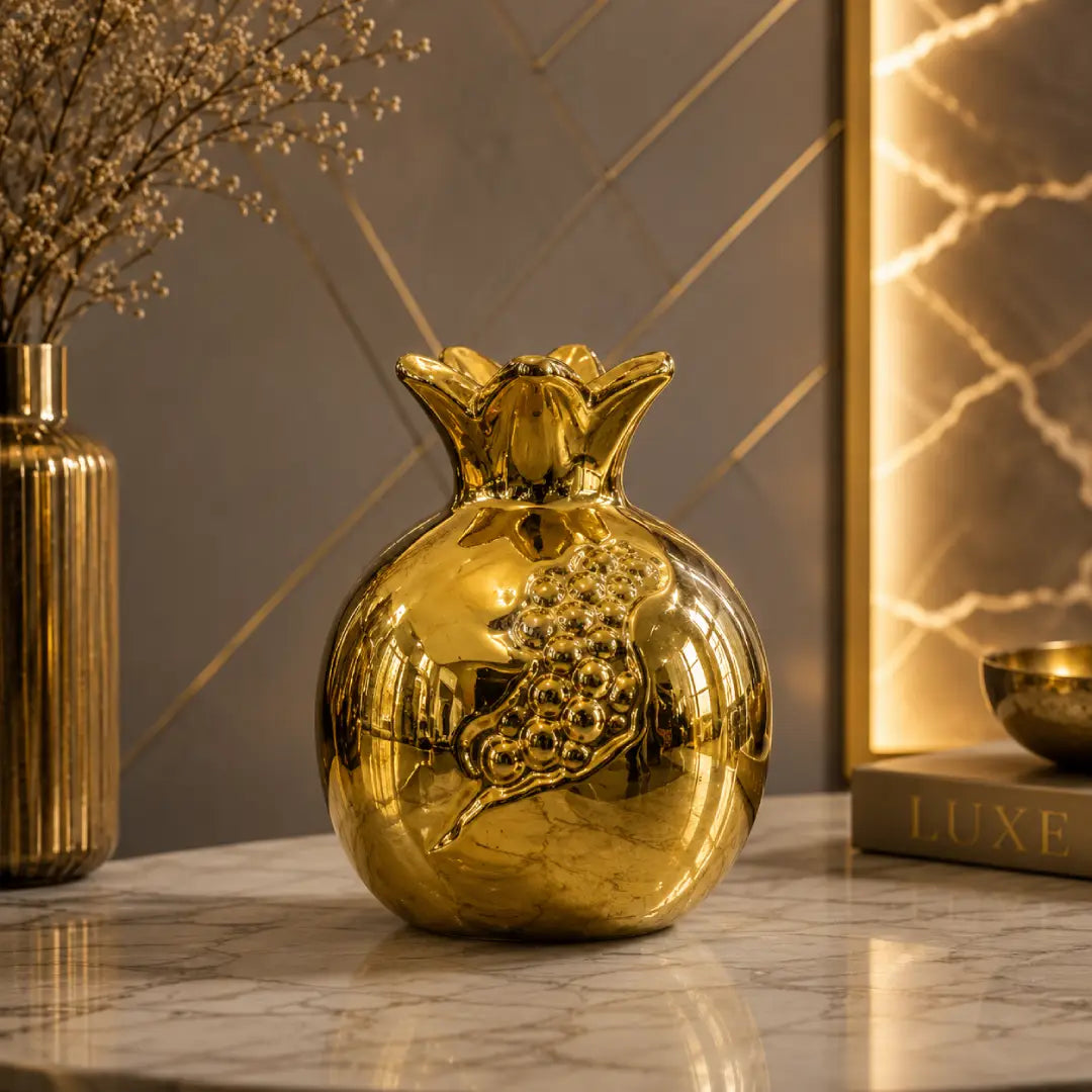 Gold pomegranate showpiece vases for centre table decoration Pakistan