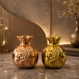Elegant Gold and Copper Pomegranate Decorative Vases Brown Golden luxury home decor Pakistan