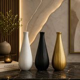 Elegant ribbed vase white black golden modern luxury home decor Pakistan