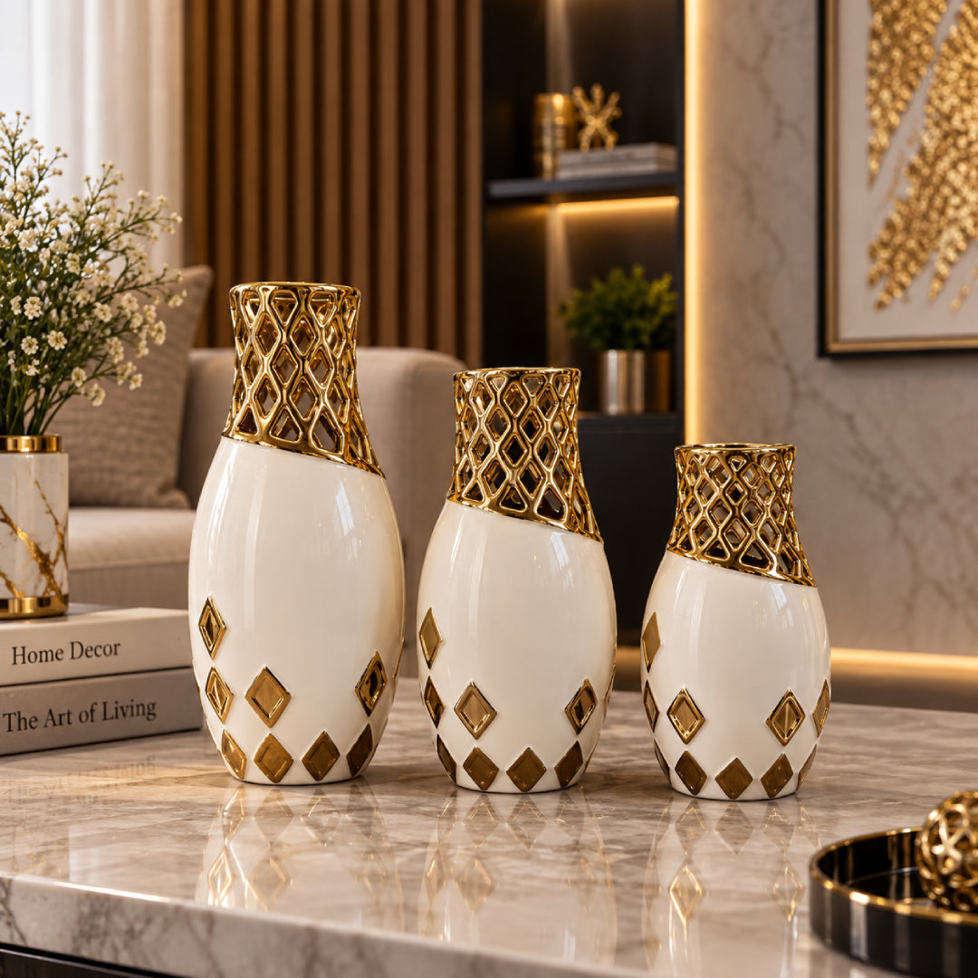 3 piece ceramic decorative vase set