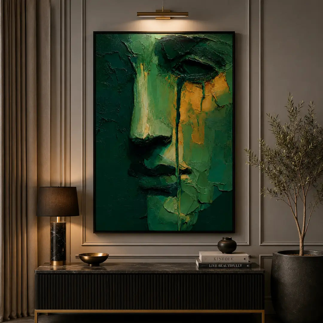 Emerald Silence abstract face wall art Pakistan