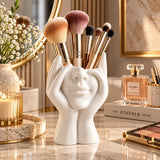 Abstract Face Planter Vase with Hand Sculpture