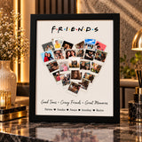 Friends Heart Shape Polaroid Customised Wall Art – Personalized Photo & Names Decor