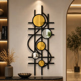 Geometric Plexiglass Mirror & Wooden Wall Art | Modern Abstract Mirror Wall Decor
