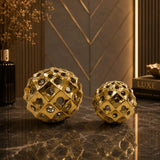 Gilded geometric sphere decor luxury home showpiece Pakistan
