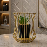 Gold metal cage planter for luxury indoor plant decor Pakistan
