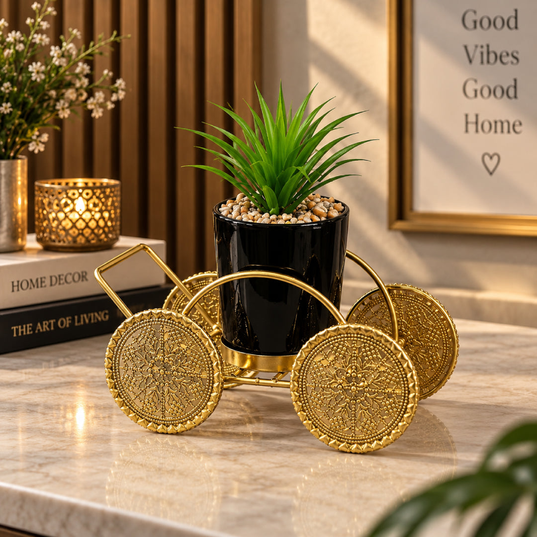 Luxury gold metal plant stand for home