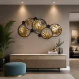 Flowers Wooden Acrylic Wall Decor with Mirror | Modern Leaf Wall Sculpture