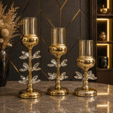 Golden Crystal Candelabra Trio Set of 3 luxury candle holders Pakistan