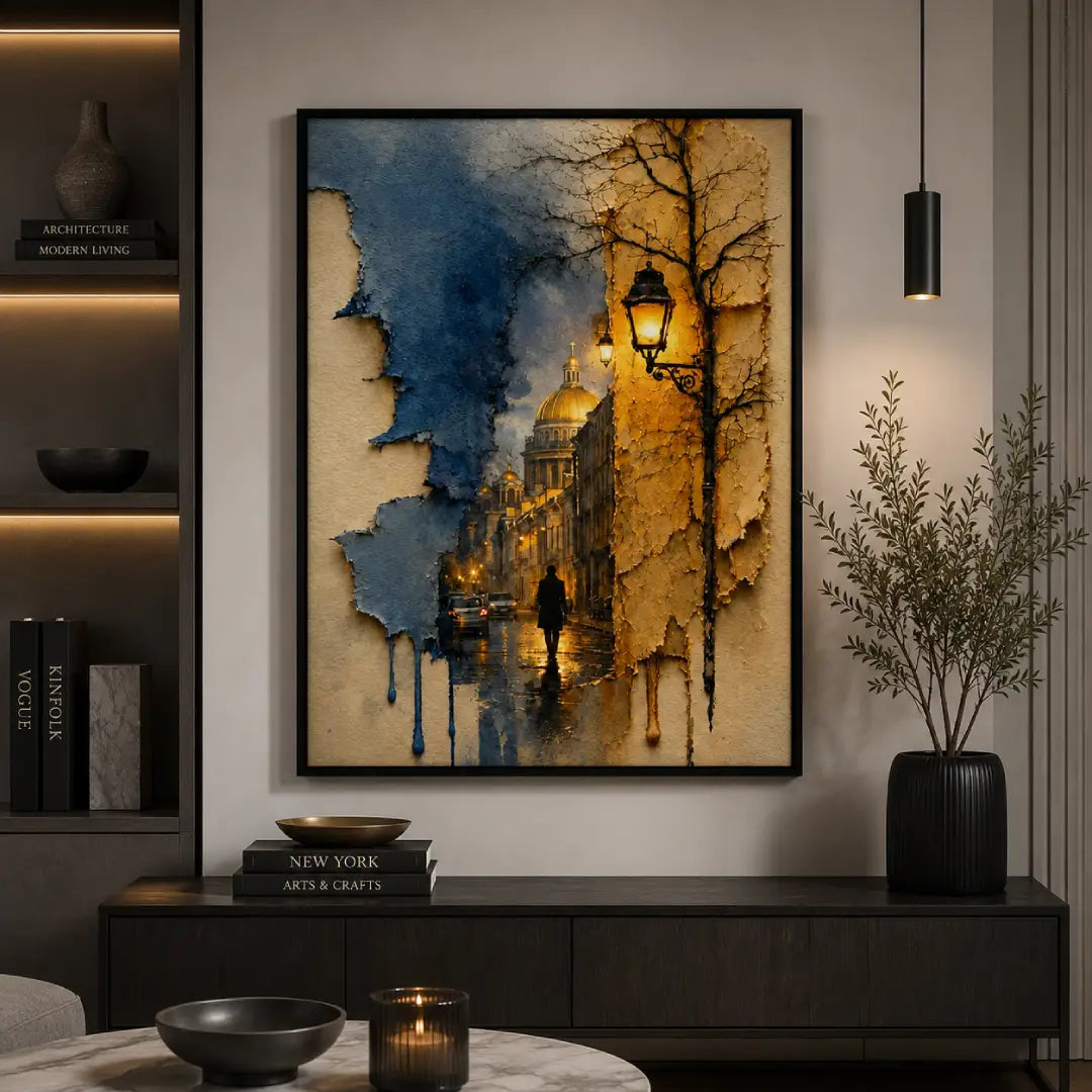 Golden Streets urban abstract wall art Pakistan