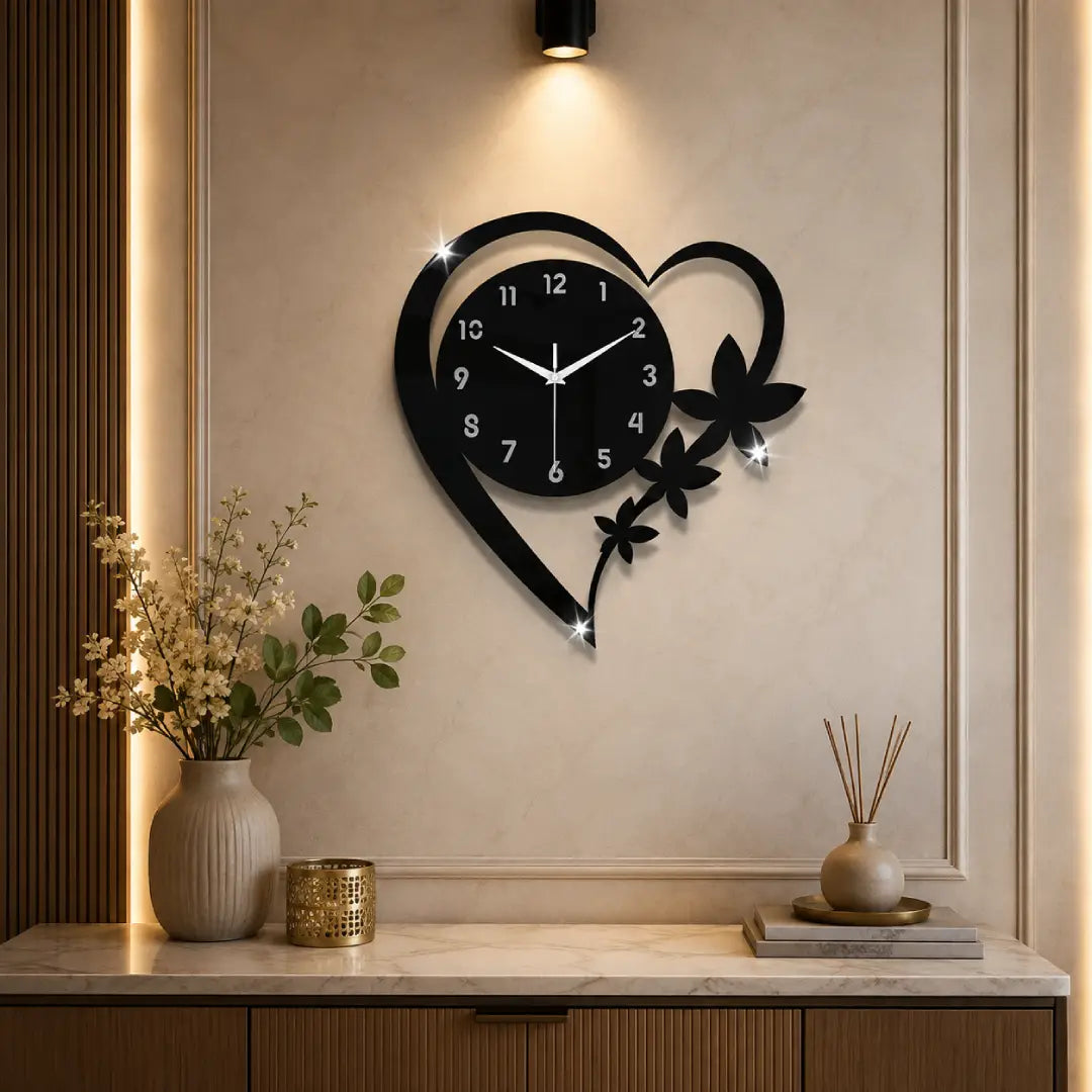 Heart shape wall clock for bedroom