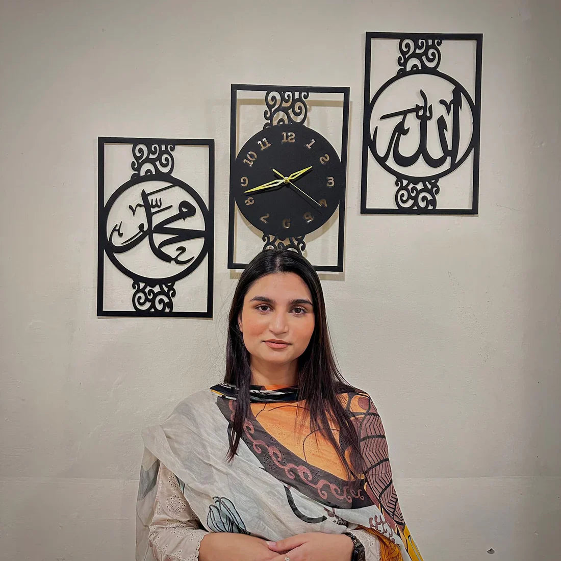 Islamic Allah Muhammad (SAW) Calligraphy Wall Clock