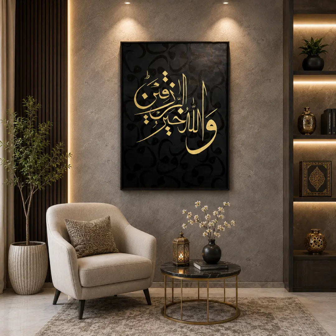 golden black Islamic acrylic wall art frame