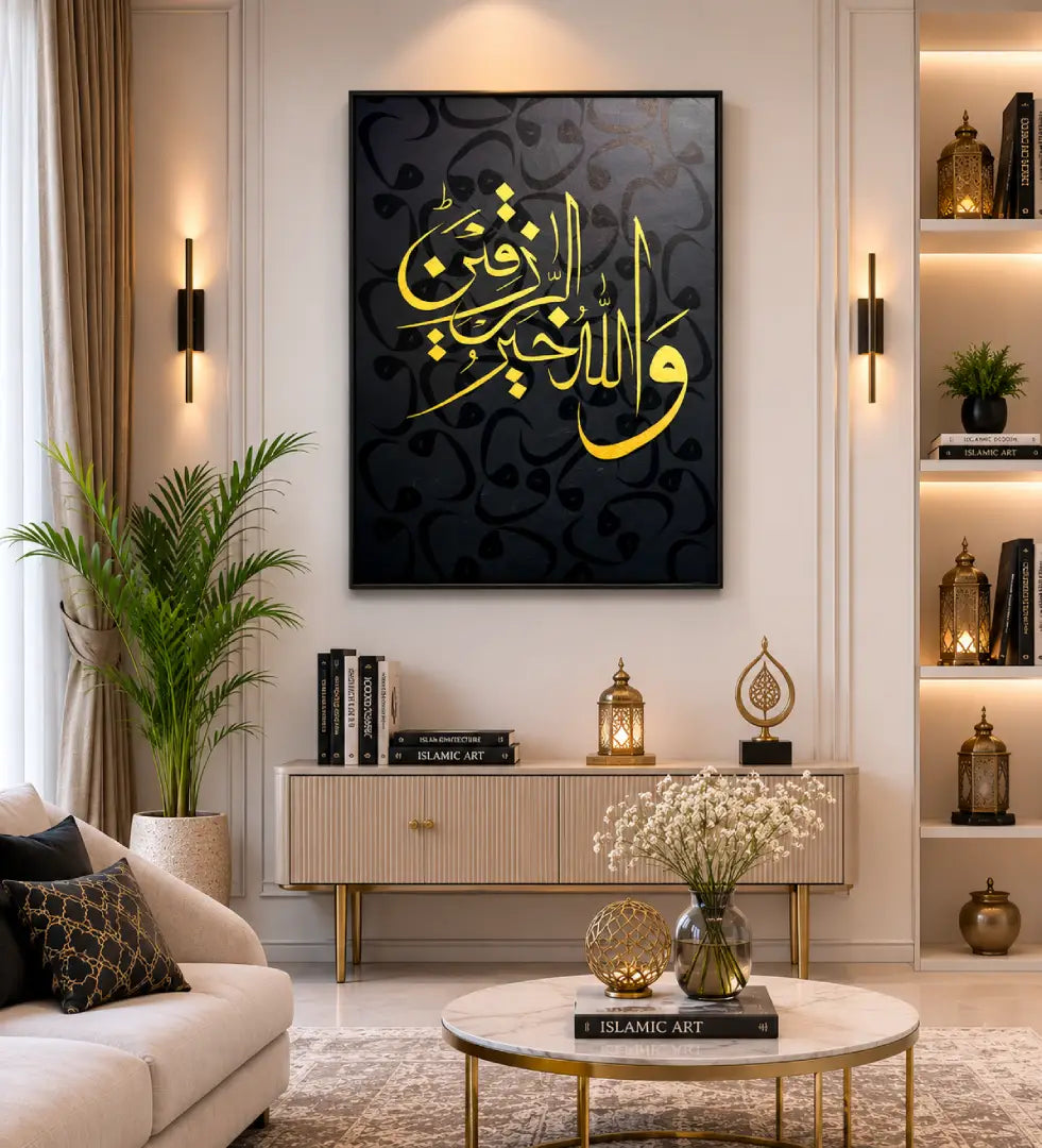 Islamic acrylic wall art frame black golden black and silver Pakistan