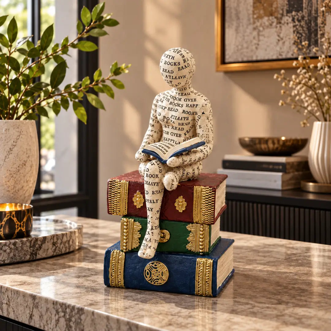 Book lover reader sculpture table decor
