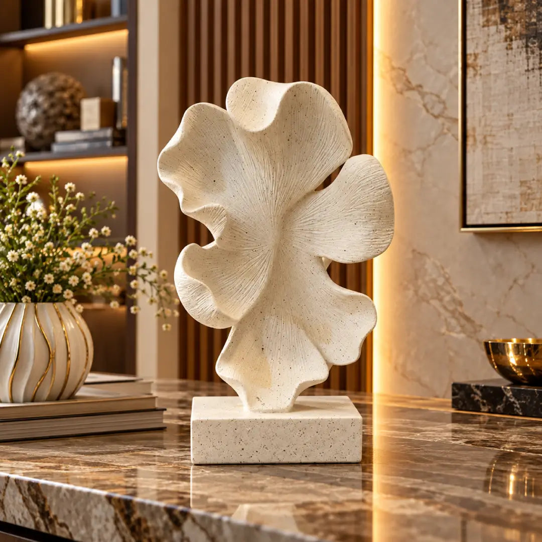 Ivory textured coral petal sculpture