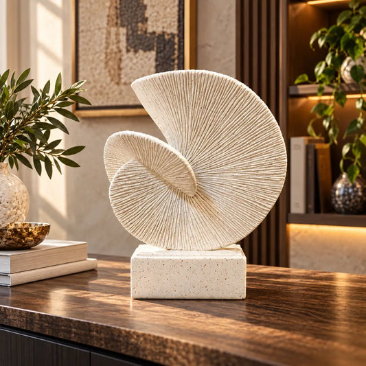 Ivory textured spiral fan sculpture