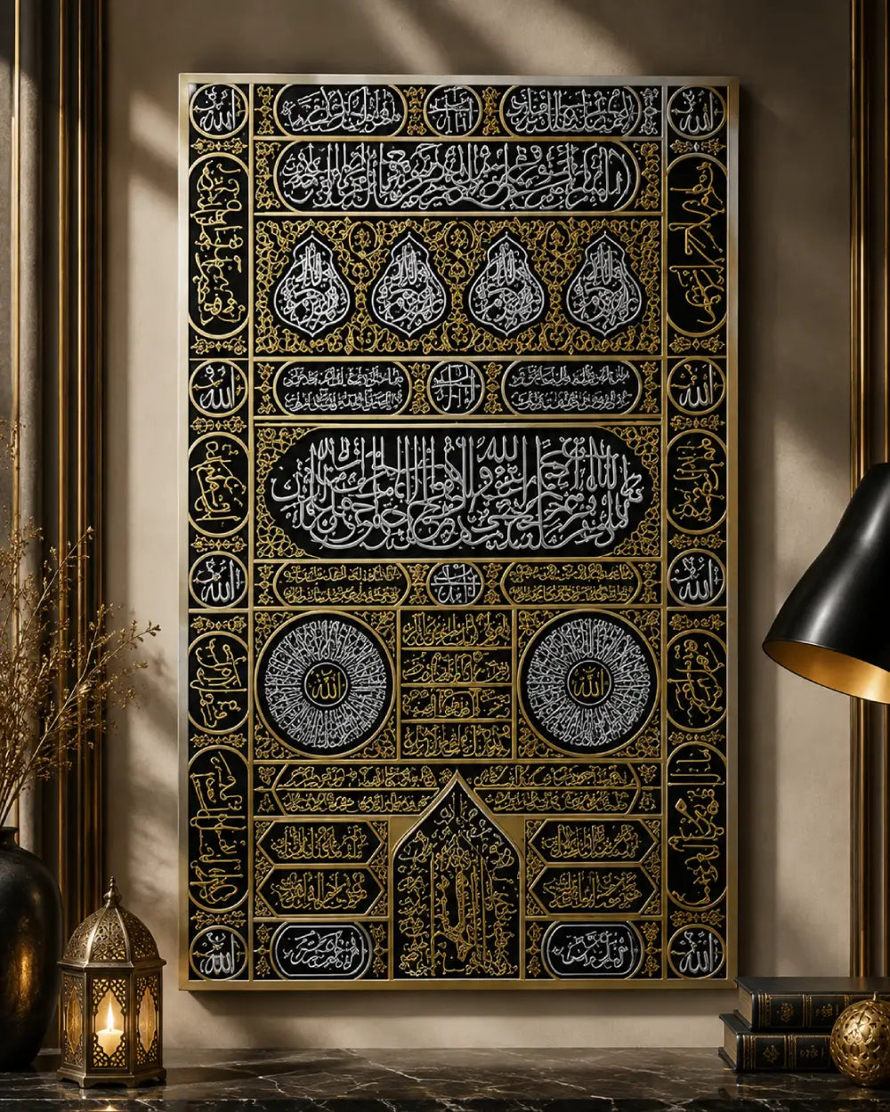 Kaaba Door Islamic Wall Art | Premium Gold Acrylic Mirror Frame
